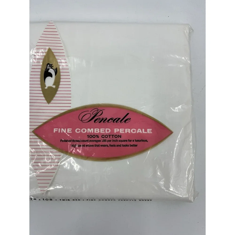 Vintage JC Penney Percale Twin Sheet Flat White Cotton New Old Stock